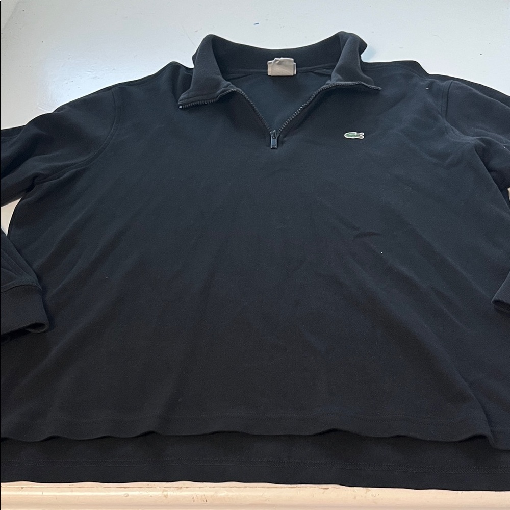 Lacoste Sz 7/XL Black Long Sleeve Quarter Zip Pull Over Sweater